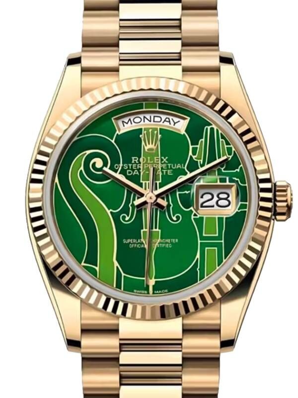Rolex Day-Date 36 36 mm 128238VIO Yellow Gold Green