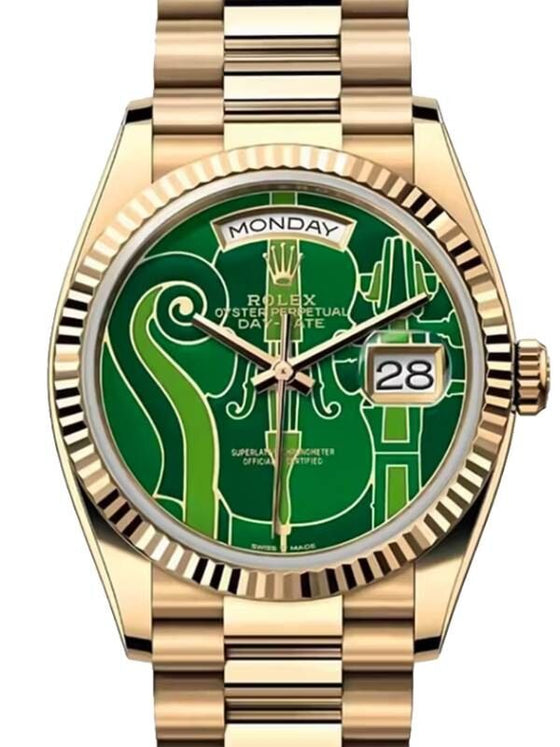 Rolex Day-Date 36 36 mm 128238VIO Yellow Gold Green