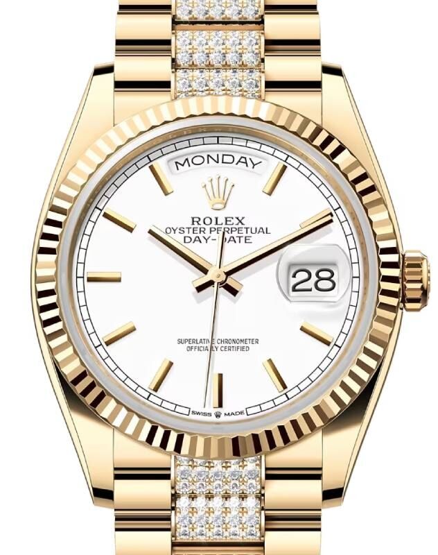 Rolex Day-Date 36 36 mm 128238WHSDP Yellow Gold White