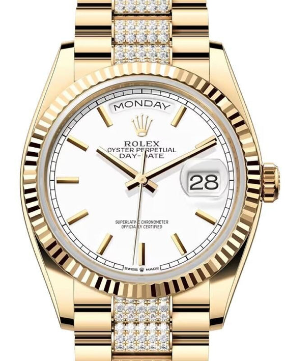 Rolex Day-Date 36 36 mm 128238WHSDP Yellow Gold White