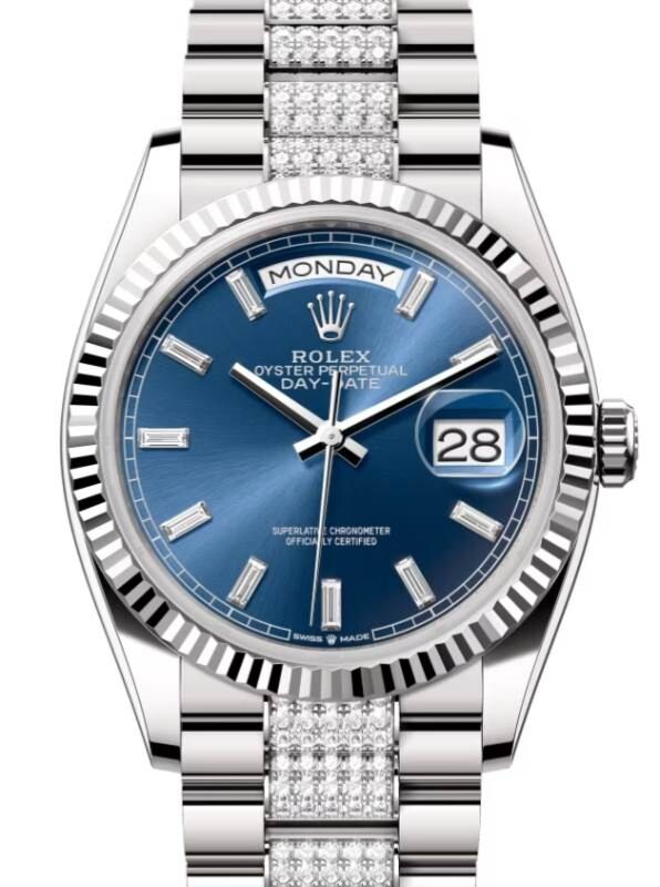 Rolex Day-Date 36 36 mm 128239BBDDP White Gold Blue