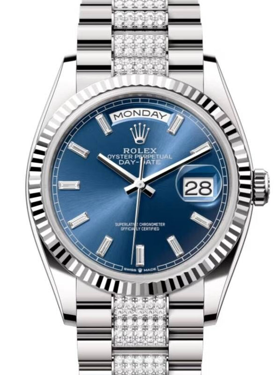 Rolex Day-Date 36 36 mm 128239BBDDP White Gold Blue