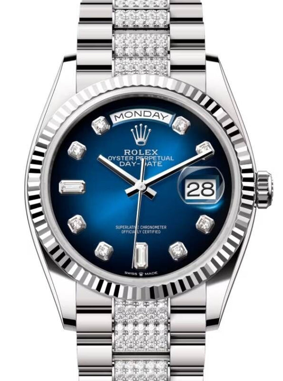 Rolex Day-Date 36 36 mm 128239BDDP White Gold Blue