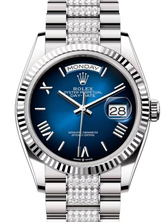 Rolex Day-Date 36 36 mm 128239BOSRDP White Gold Blue