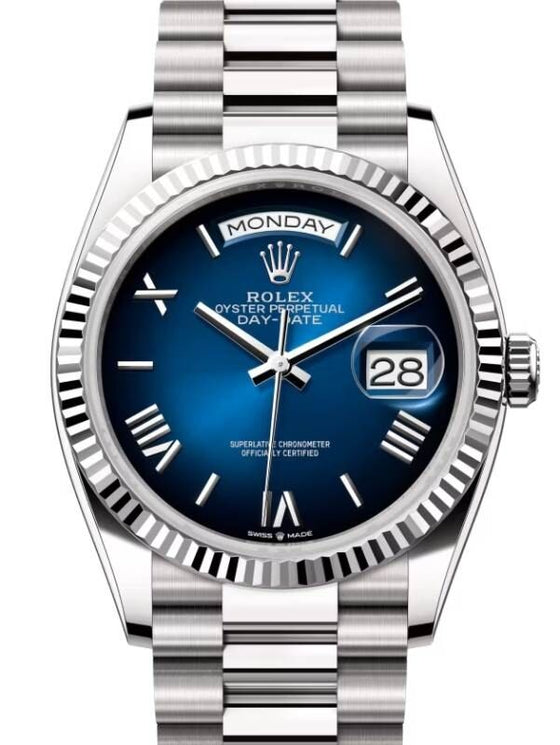 Rolex Day-Date 36 36 mm 128239BOSRP White Gold Blue