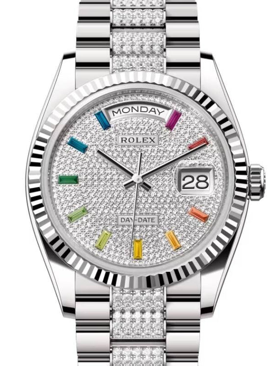 Rolex Day-Date 36 36 mm 128239DPRDP White Gold Diamond Pave