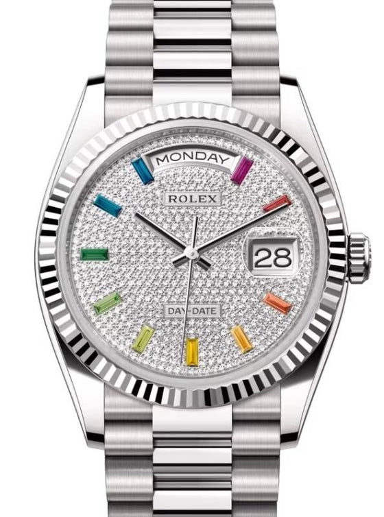 Rolex Day-Date 36 36 mm 128239DPRP White Gold Diamond Pave