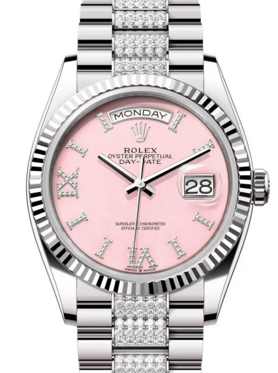 Rolex Day-Date 36 36 mm 128239RBRPDP White Gold Pink