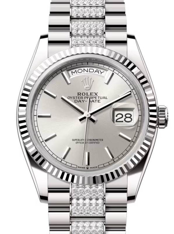 Rolex Day-Date 36 36 mm 128239SSDP White Gold Silver