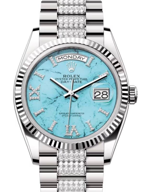 Rolex Day-Date 36 36 mm 128239TDDP White Gold Turquoise