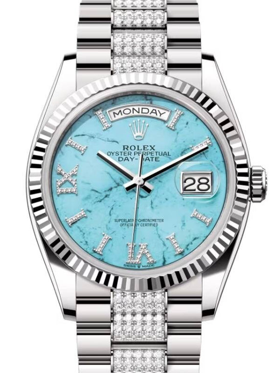Rolex Day-Date 36 36 mm 128239TDDP White Gold Turquoise