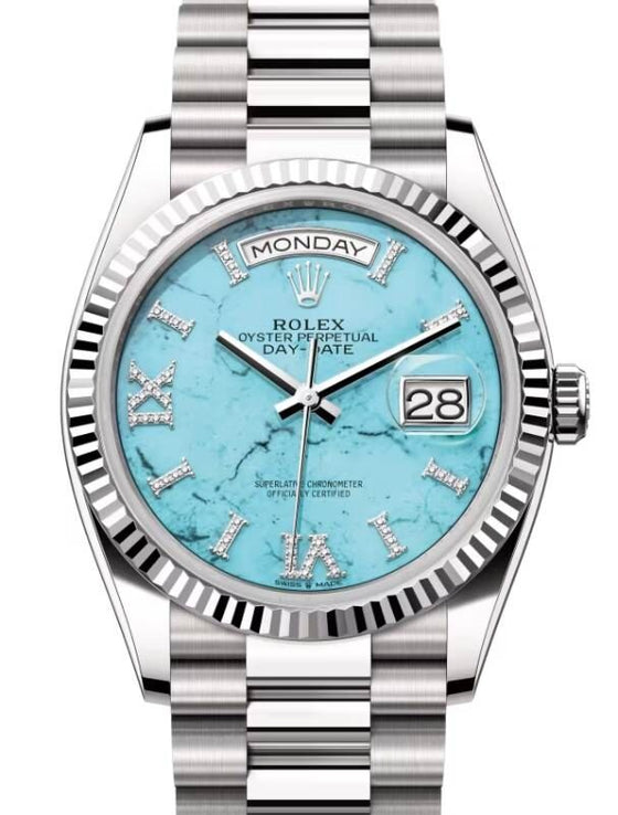 Rolex Day-Date 36 36 mm 128239TDP White Gold Turquoise