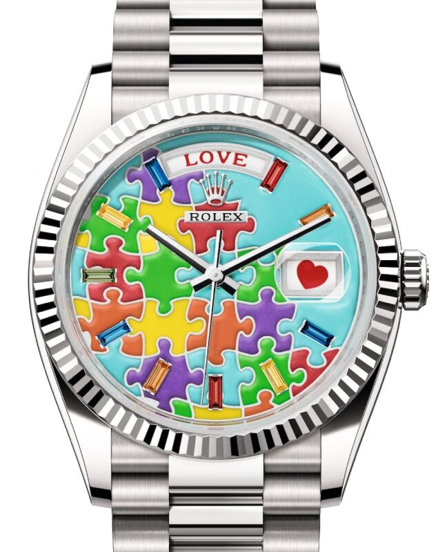 Rolex Day-Date 36 36 mm 128239TJSP White Gold Puzzle