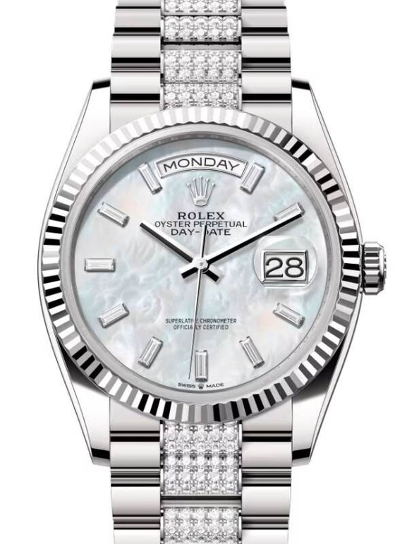Rolex Day-Date 36 36 mm 128239WMOPDBDP White Gold White Mother of Pearl