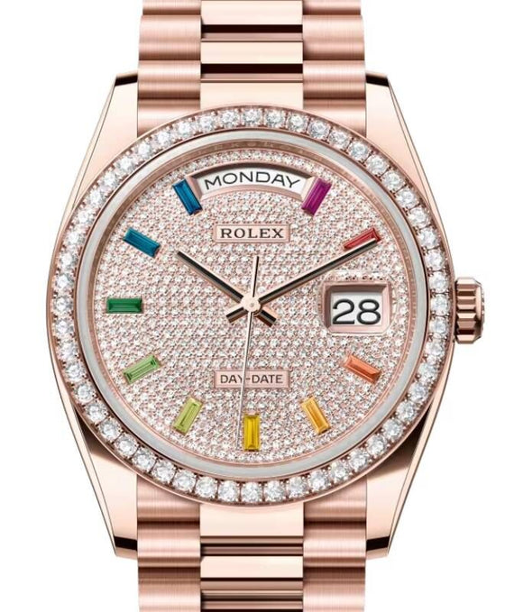 Rolex Day-Date 36 36 mm 128345RBRDPRP Rose Gold/Diamonds Diamond Pave