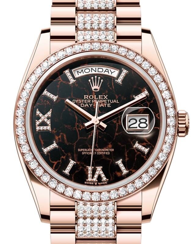 Rolex Day-Date 36 36 mm 128345RBRERVIIXDP Rose Gold/Diamonds Eisenkiesel
