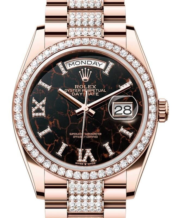 Rolex Day-Date 36 36 mm 128345RBRERVIIXDP Rose Gold/Diamonds Eisenkiesel