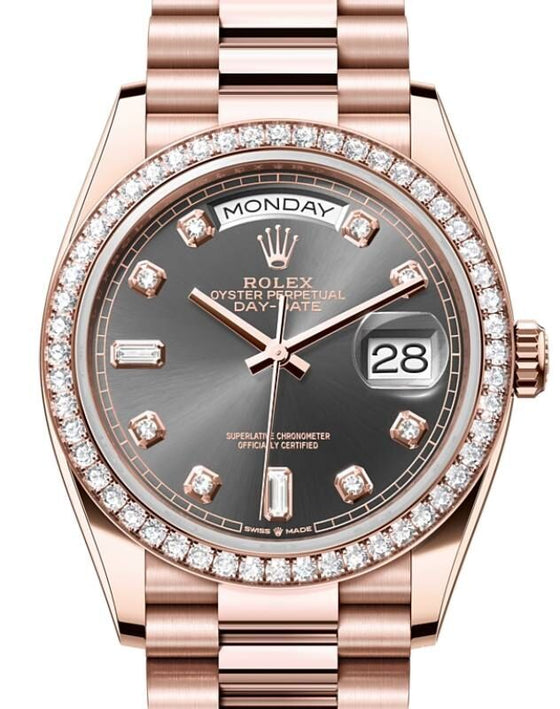 Rolex Day-Date 36 36 mm 128345RBRSGDP Rose Gold/Diamonds Slate