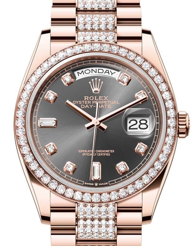 Rolex Day-Date 36 36 mm 128345RBRSLDDP Rose Gold/Diamonds Slate