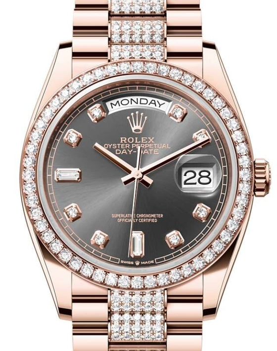 Rolex Day-Date 36 36 mm 128345RBRSLDDP Rose Gold/Diamonds Slate