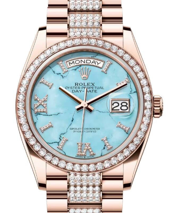 Rolex Day-Date 36 36 mm 128345RBRTDDP Rose Gold/Diamonds Turquoise