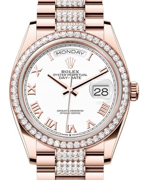 Rolex Day-Date 36 36 mm 128345RBRWRDP Rose Gold/Diamonds White