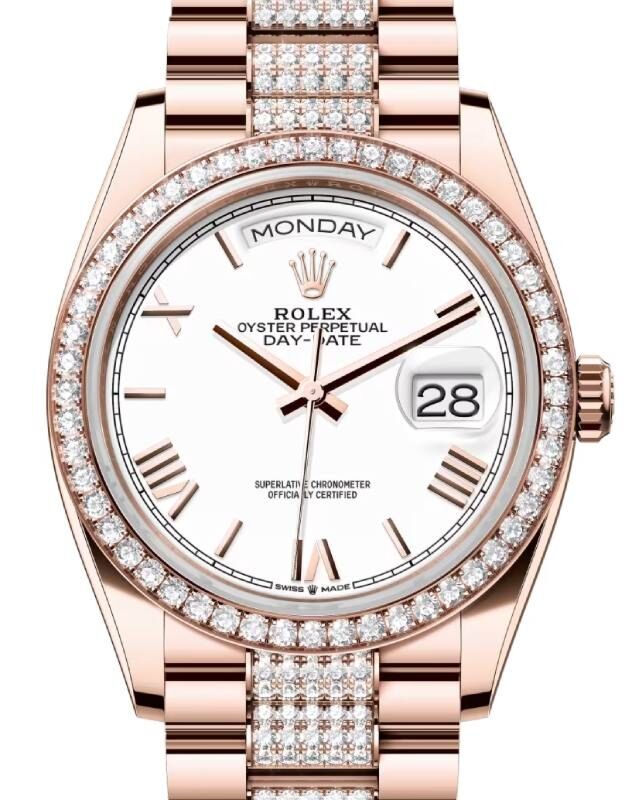 Rolex Day-Date 36 36 mm 128345RBRWSRDP Rose Gold/Diamonds White