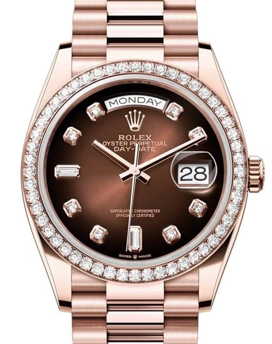 Rolex Day-Date 36 36 mm 128345RBR Rose Gold/Diamonds Brown