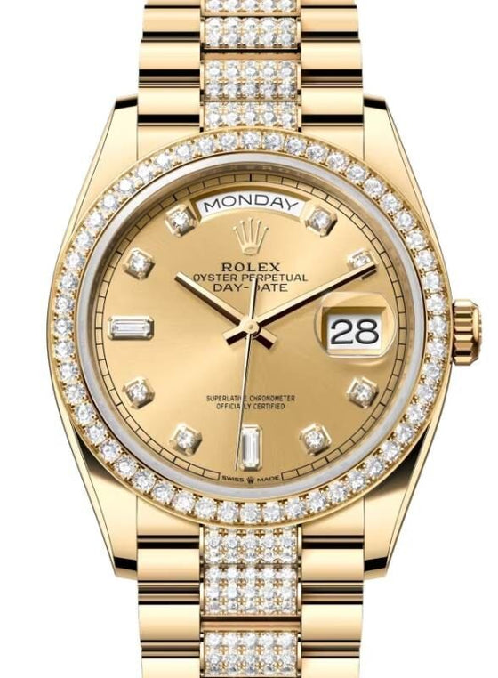 Rolex Day-Date 36 36 mm 128348RBRCDDP Yellow Gold/Diamonds Champagne