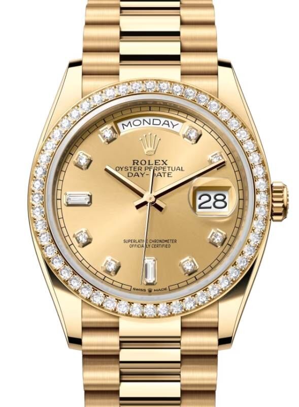 Rolex Day-Date 36 36 mm 128348RBRCDP Yellow Gold/Diamonds Champagne