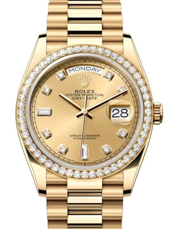 Rolex Day-Date 36 36 mm 128348RBRCDP Yellow Gold/Diamonds Champagne