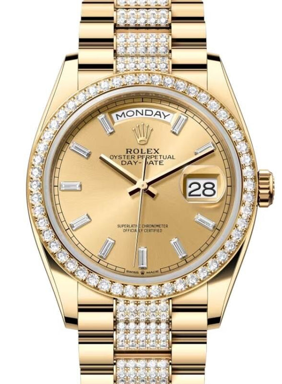Rolex Day-Date 36 36 mm 128348RBRCHABDP Yellow Gold/Diamonds Champagne