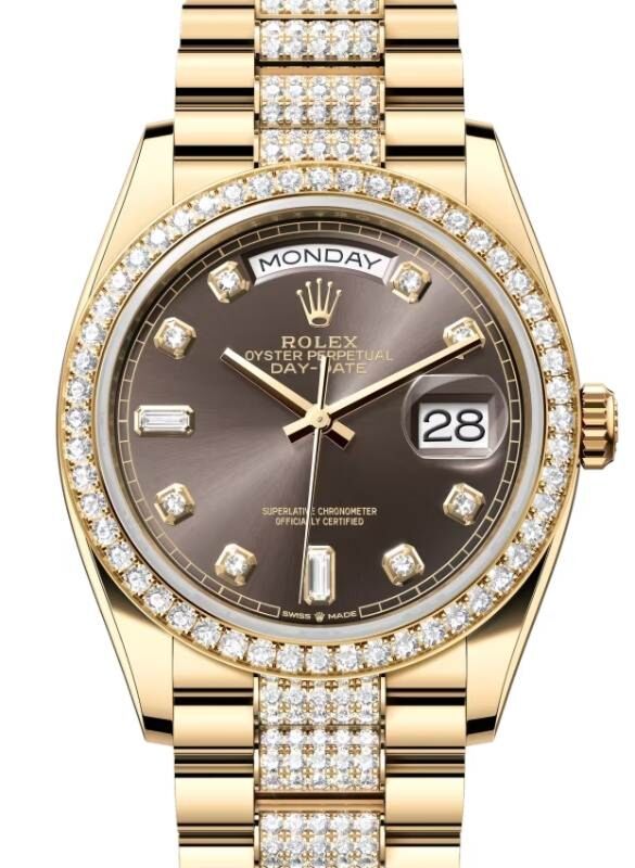 Rolex Day-Date 36 36 mm 128348RBRDGDDP Yellow Gold/Diamonds Dark Grey