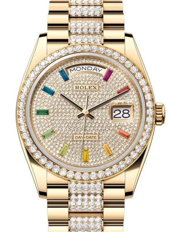Rolex Day-Date 36 36 mm 128348RBRDPRDP Yellow Gold/Diamonds Diamond Pave