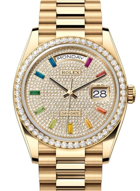 Rolex Day-Date 36 36 mm 128348RBRDPRP Yellow Gold/Diamonds Diamond Pave
