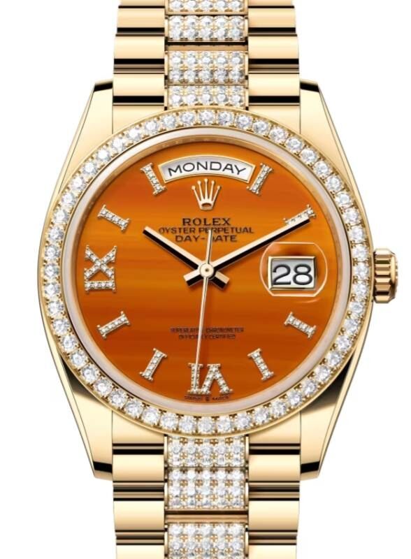 Rolex Day-Date 36 36 mm 128348RBRODDP Yellow Gold/Diamonds Orange