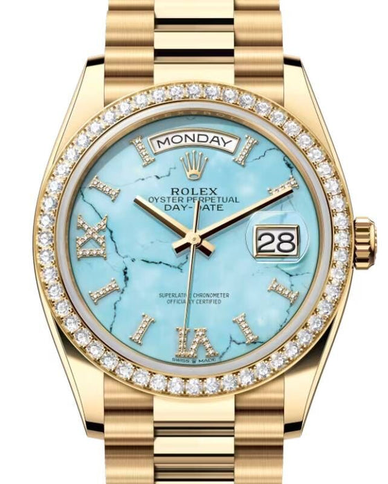 Rolex Day-Date 36 36 mm 128348RBRTP Yellow Gold/Diamonds Turquoise