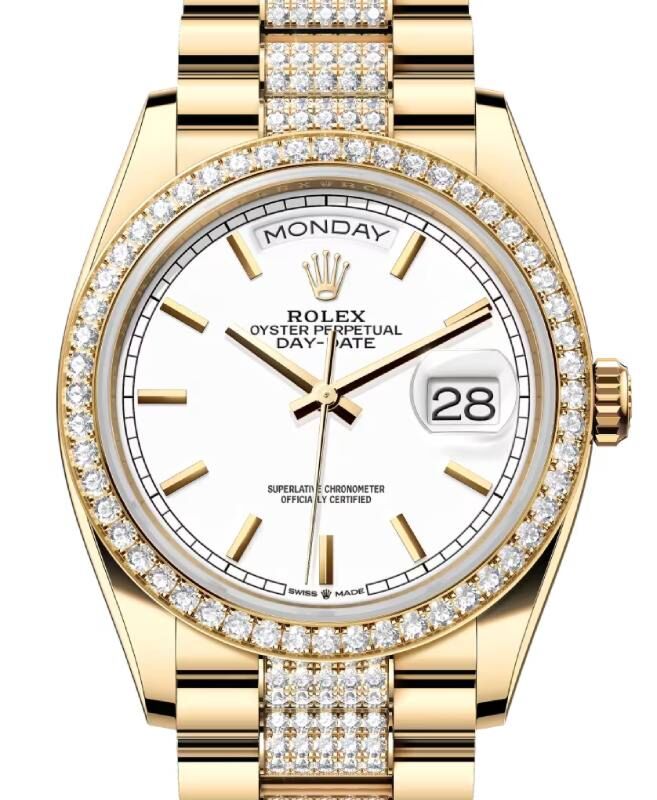 Rolex Day-Date 36 36 mm 128348RBRWHSDDP Yellow Gold/Diamonds White