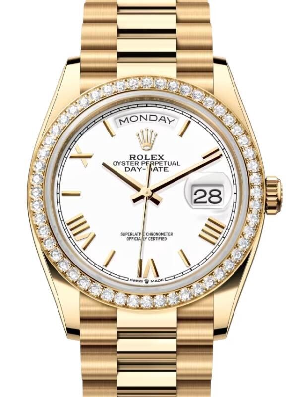 Rolex Day-Date 36 36 mm 128348RBRWRSP Yellow Gold/Diamonds White
