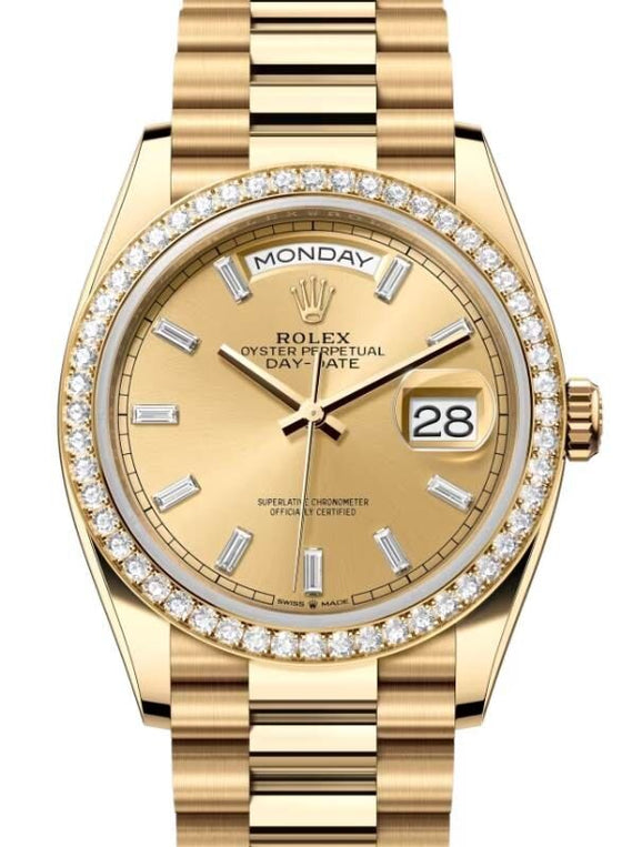 Rolex Day-Date 36 36 mm 128348RBR Yellow Gold/Diamonds Champagne