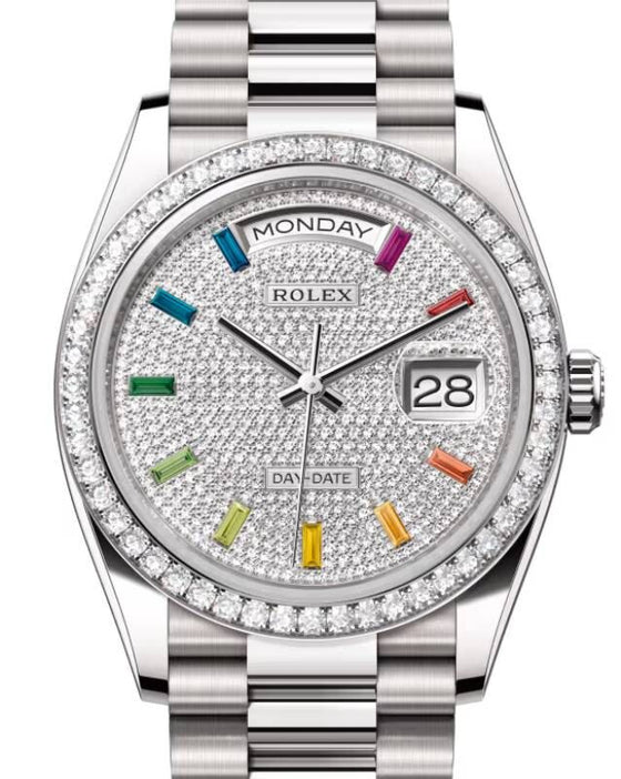 Rolex Day-Date 36 36 mm 128349RBRDP White Gold/Diamonds Diamond Pave