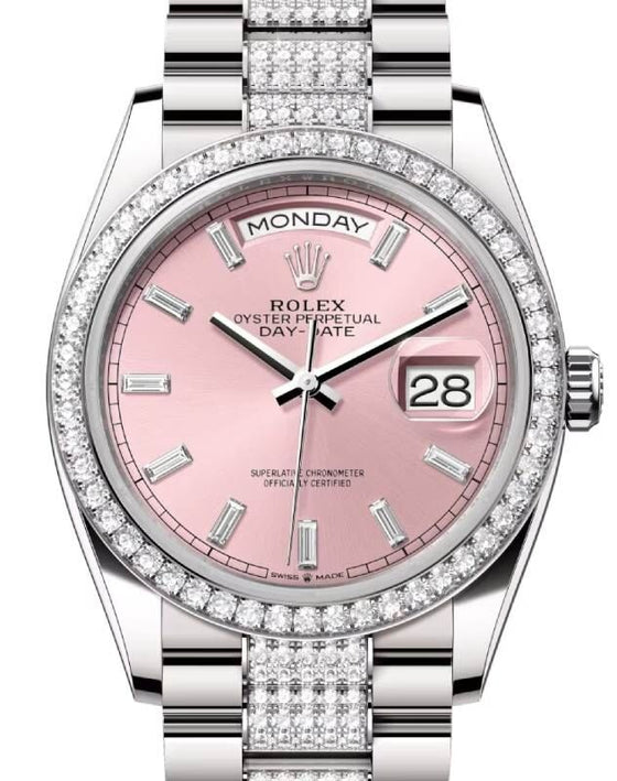 Rolex Day-Date 36 36 mm 128349RBRPBDDP White Gold/Diamonds Pink