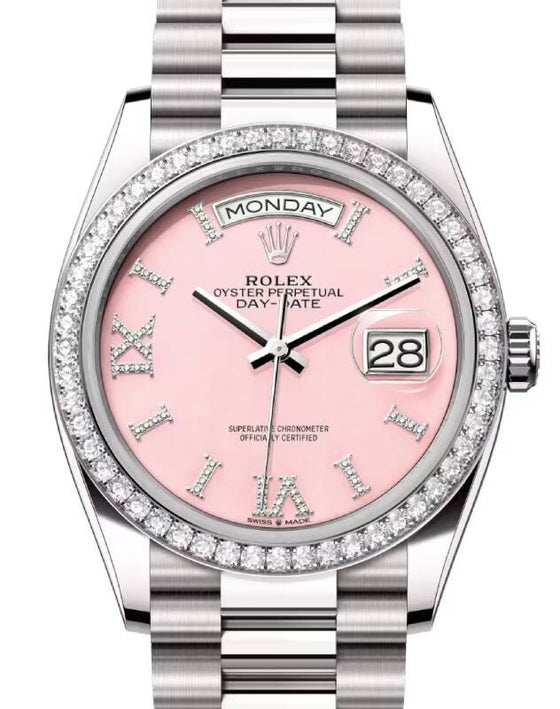Rolex Day-Date 36 36 mm 128349RBRPP White Gold/Diamonds Pink