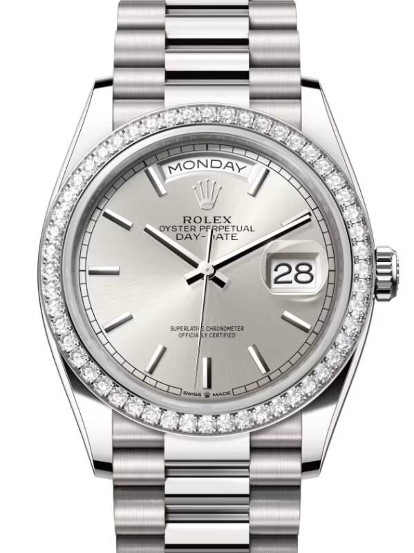 Rolex Day-Date 36 36 mm 128349RBRSSP White Gold/Diamonds Silver