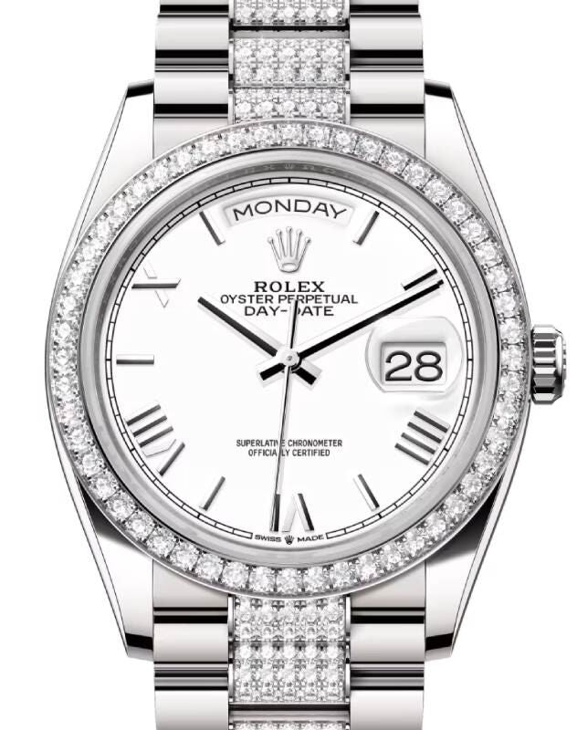 Rolex Day-Date 36 36 mm 128349RBRWSRDP White Gold/Diamonds White
