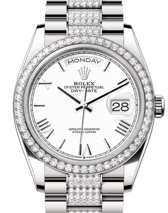 Rolex Day-Date 36 36 mm 128349RBRWSRDP White Gold/Diamonds White