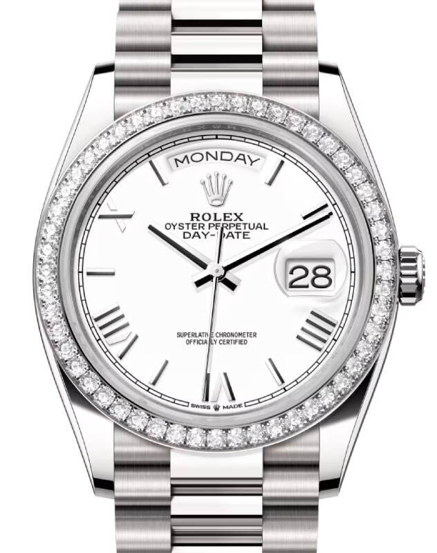 Rolex Day-Date 36 36 mm 128349RBRWSRP White Gold/Diamonds White