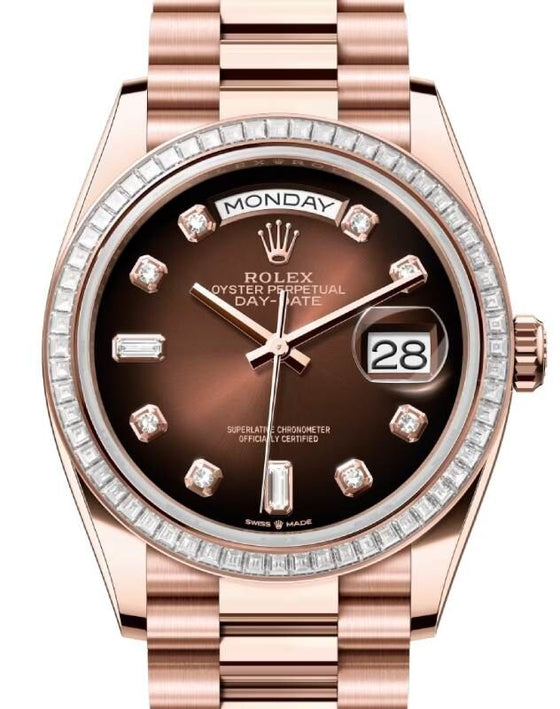 Rolex Day-Date 36 36 mm 128395TBRBODP Rose Gold/Diamonds Brown