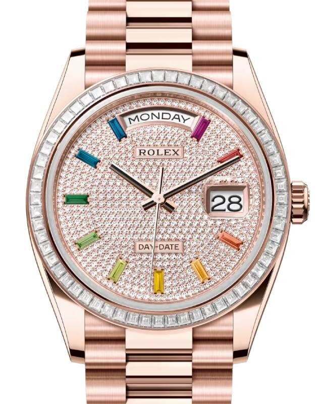 Rolex Day-Date 36 36 mm 128395TBRDPRP Rose Gold/Diamonds Diamond Pave