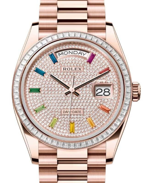 Rolex Day-Date 36 36 mm 128395TBRDPRP Rose Gold/Diamonds Diamond Pave